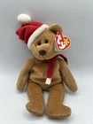 Vintage Ty Beanie Babies 1997 Teddy with Santa Hat Has Tags