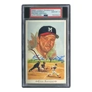 Eddie Mathews Braves Signed 4x6 Perez-Steele Postcard PSA/DNA Gem MT 10 - Image 3 of 4