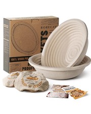 Wood Pulp Banneton Bread Proofing Baskets Set of 2, 9 Inch Round 2.2LB Sourdo...