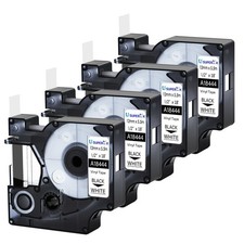 4PK 18444 IND Vinyl Industrial Label Tape 1/2" White For DYMO 4200 5000 6000