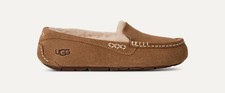 UGG Womens 6 Ansley Moccasin Slippers Chestnut Brown Suede S/N 1106878 Fur Lined