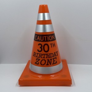 30th Birthday Zone Traffic Cone - Plastic Novelty Party Supply - 1x Cone