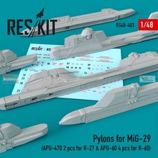 Pilones ResKit RESRS480403 1:48 para MiG-29 (APU-470 y APU-60)