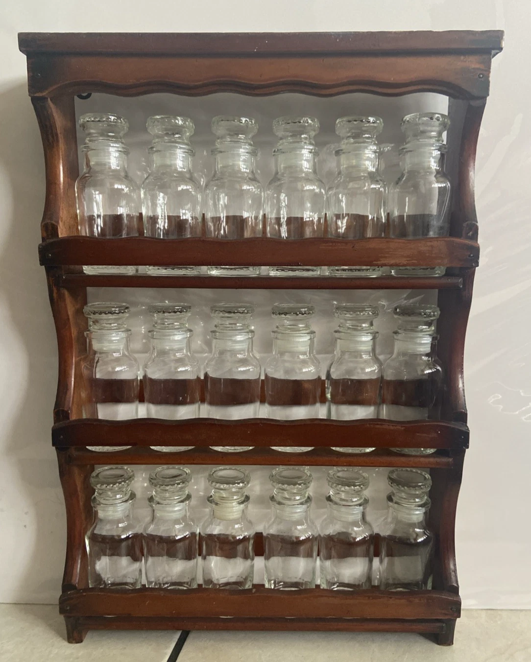Vintage 3 shelf 18 bottle Wood Wall-Mounted Spice Rack
Opens in a new window or tab