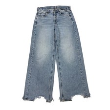 American Eagle Jeans Womens Size 8 Blue Super High Rise Baggy Wide Leg FLAW 