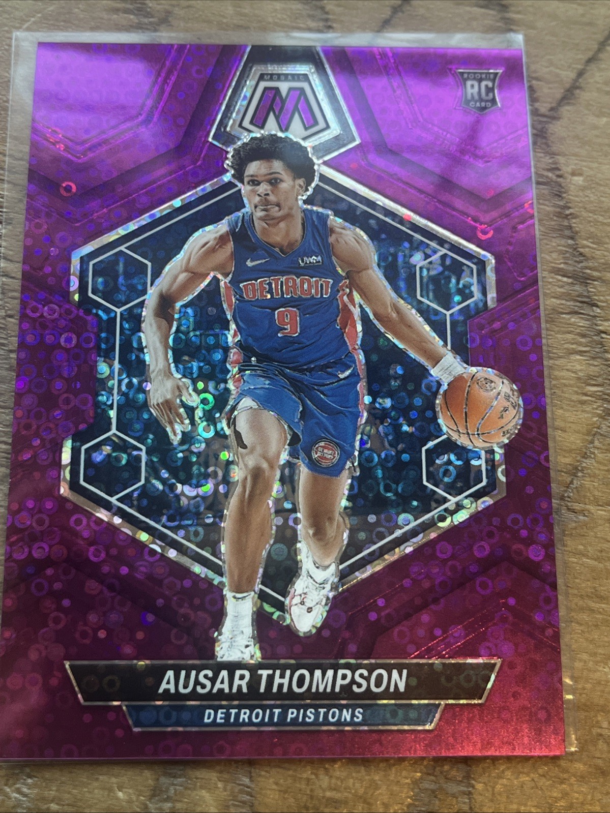 2023-24 Panini Mosaic Rookies Ausar Thompson #226 Fast Break Purple Mosaic /50