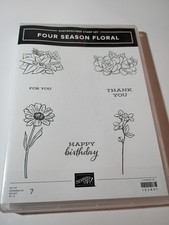 Stampin Up Retired Photopolymer FOUR SEASON FLORAL Birthday Thank You NEW