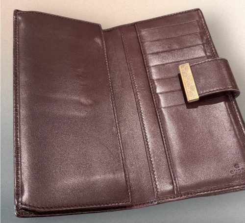GUCCI Authentic Leather Long Wallet Guccissima Dark Brown- Double Sided - Picture 5 of 22