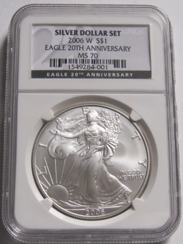 2006-W NGC MS70 BURNISHED AMERICAN SILVER EAGLE COIN ~from 20th Anniversary Set~