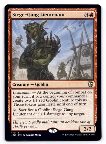 Siege-Gang Lieutenant NM Commander: Modern Horizons 3 0113 MTG Regular