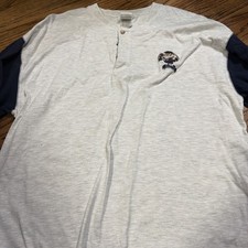 Vtg Taz Baseball Embroidered Henley Shirt Mens XL Looney Tunes Cartoon 90s