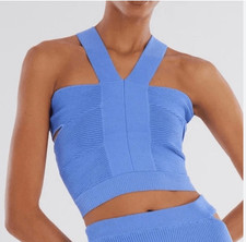 NWT BCBGMAXAZRIA Sidney Halter Top In Persian Blue- size s