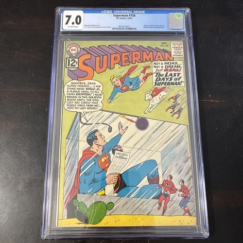 Superman #156 10/62 DC Comic Book CGC Universal Grade 7.0 Vintage.
