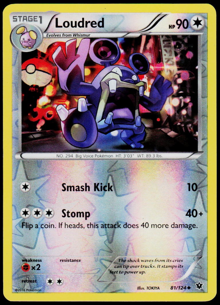 Loudred 81/124 Fates Collide - Reverse Holo Pokemon LP (Uncommon)