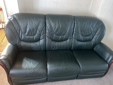 Green sofa set - 3 seater + 2 single chairs