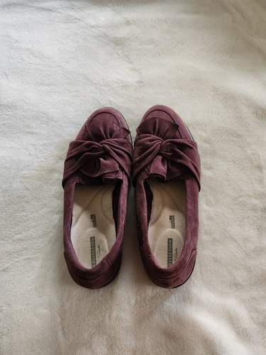 Clarks Clogs Femme 9.5, Marron Bordeaux, Cuir, Modèle Slip On Avec Boucle