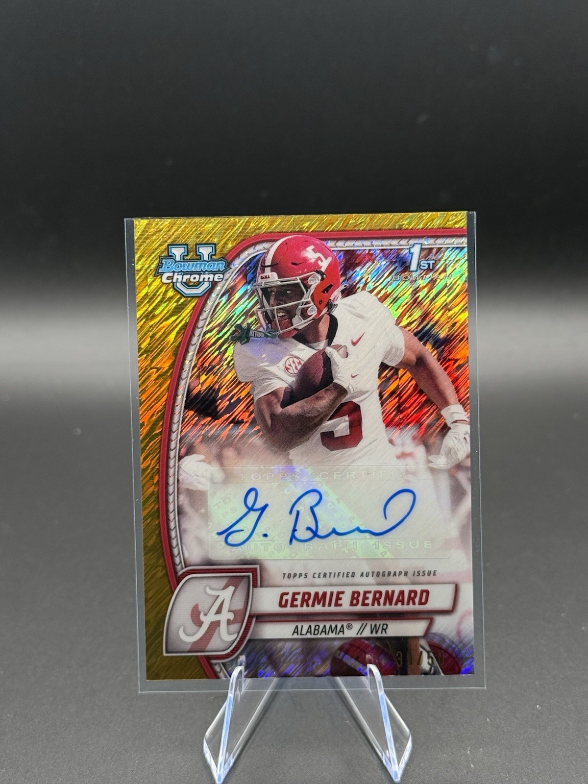 2024 Bowman Chrome University Germie Bernard Auto Gold Shimmer Refractor /50