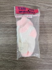 Vintage Terry Tots White  Pink Infant Socks