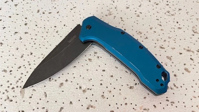 1776NBBW Kershaw Folding Pocket Knife A/O Black Plain Blade Linerlock Blue Handl - Image 3 of 4