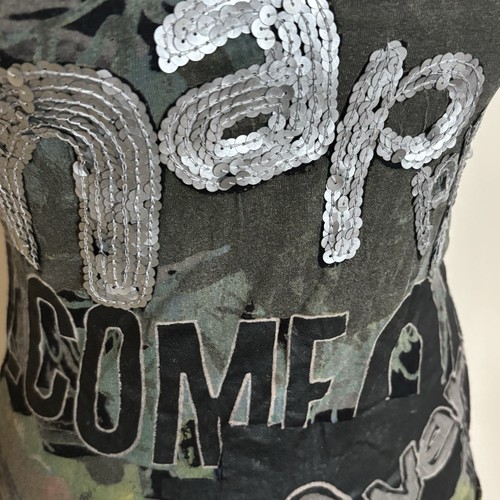 Y2K Desigual grunge sequin mcbling 2000s t-shirt - Picture 2 of 10