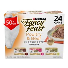 Purina Fancy Feast Classic Pat Variety Pack Chicken Wet Cat Food Cans -3oz/24ct
