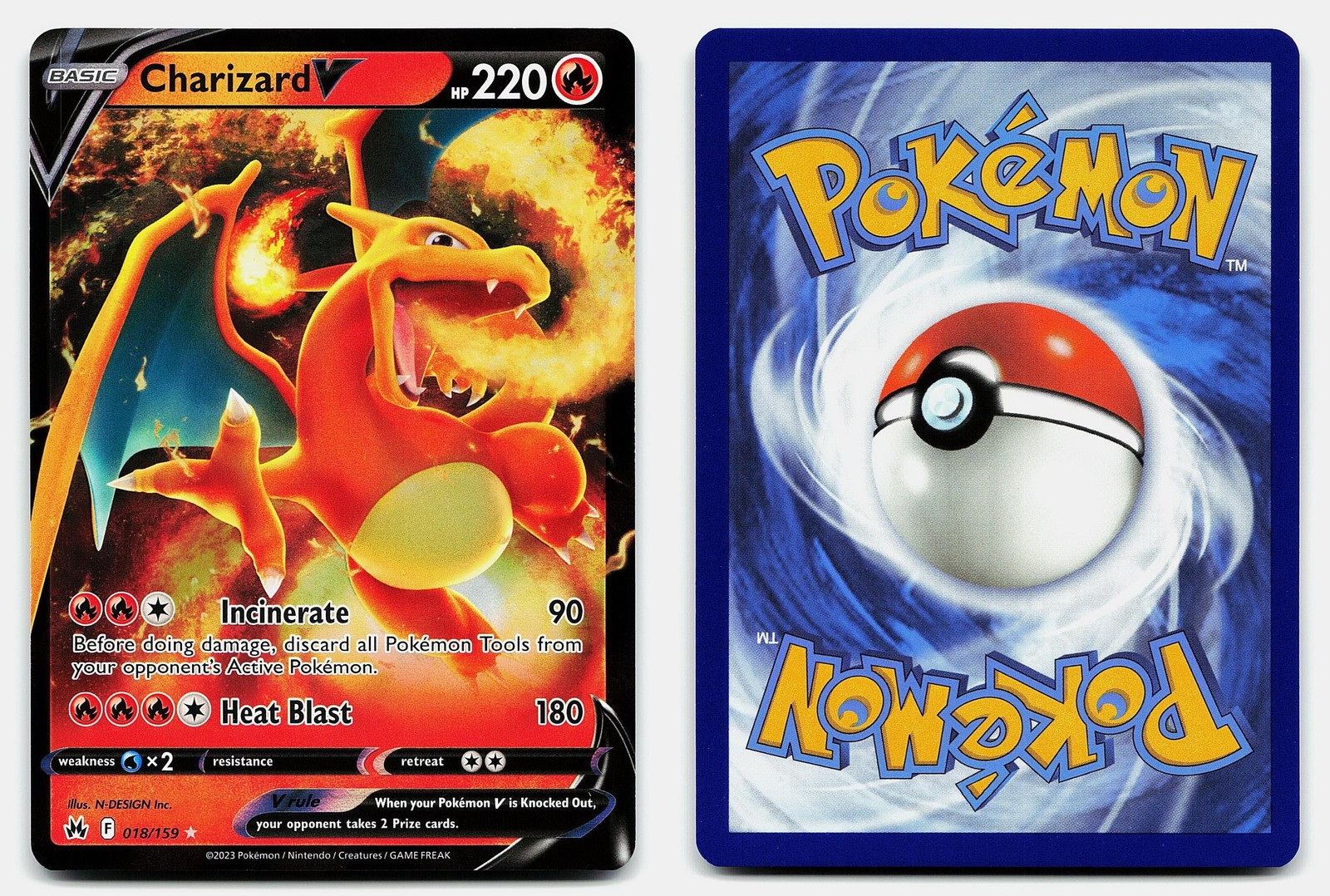 CHARIZARD V CROWN ZENITH 018/159 NM V RARE POKEMON