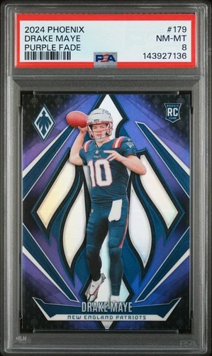 2024 PANINI PHOENIX PURPLE FADE #179 DRAKE MAYE ROOKIE RC PSA 8