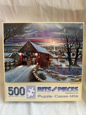 Bits and Pieces 500 Piece Puzzle Home Again H. Hargrove Sealed 18x24 Winter Scen