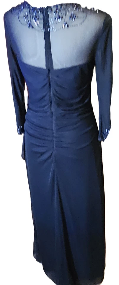 J S Collection Women's Black A-Line Illusion Embellished Formal Long Gown SZ 6 - Image 3 of 4