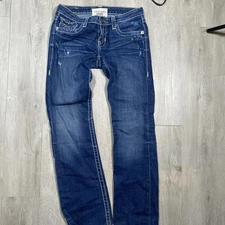 Liv Slim Boot Cut Blue Jeans Distressed 29xl Size Jeans Fashion Big Star Vintage