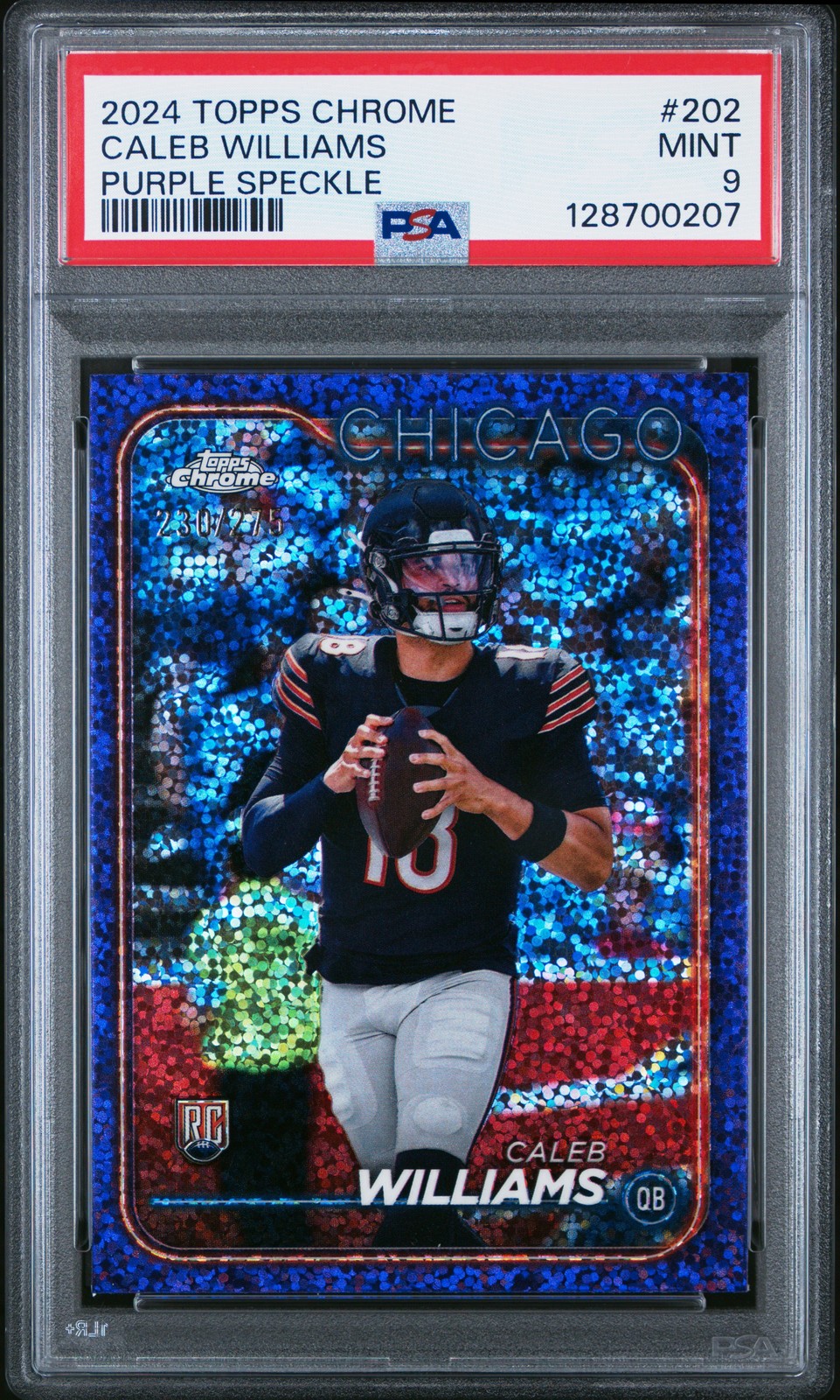 2024 TOPPS CHROME PURPLE SPECKLE #202 CALEB WILLIAMS 230/275 PSA 9