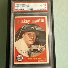 1959 Topps #10 MICKEY MANTLE Yankees HOF PSA 4 Great Color Eye Appeal Case Glued