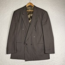 Vintage Christian Dior Monsieur Blazer Men 46L Brown Double Breasted Peak Lapel
