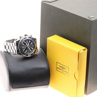 BREITLING SUPER OCEAN A13341 44mm SS Black Dial Automatic Chronograph Date #C304