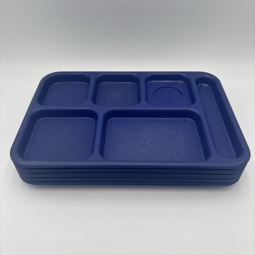 5 PCS Cambro Blue 6 Compartment Divided Food Tray Cafeteria School Lunch 10146CW