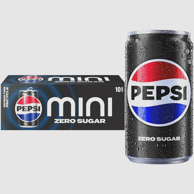 Pepsi Cola Zero Sugar Soda Pop, 7.5 fl oz, 10 Pack Mini Cans