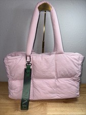 Puffer Tote Bag, Quilted Puffy Purse, Cute Padded Winter Shoulder Bags Baby Pink