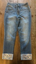 Chico's So Slimming Girlfriend Slim Leg Cuffed Ankle Jeans Size 0 US Sz 4