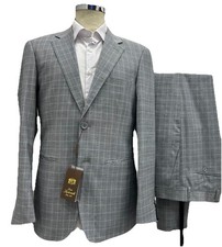 ABITO UOMO PRINCIPE DI GALLES GRIGIO CHIARO FRESCO LANA 46 48 50 52 54 56 58 P/E