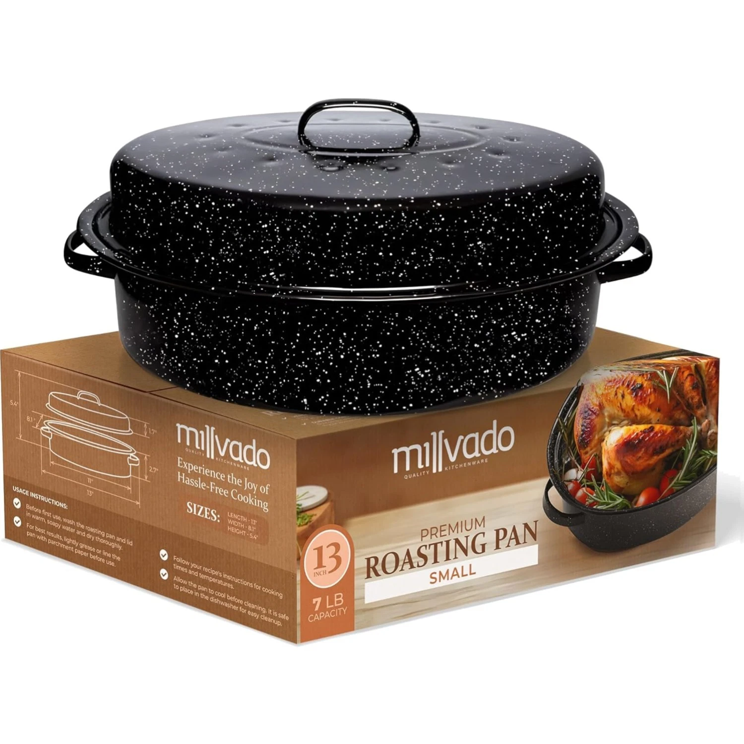Naturally Nonstick 13" Oven Roasting Pan for Healthy Cooking - Black Enamel
Opens in a new window or