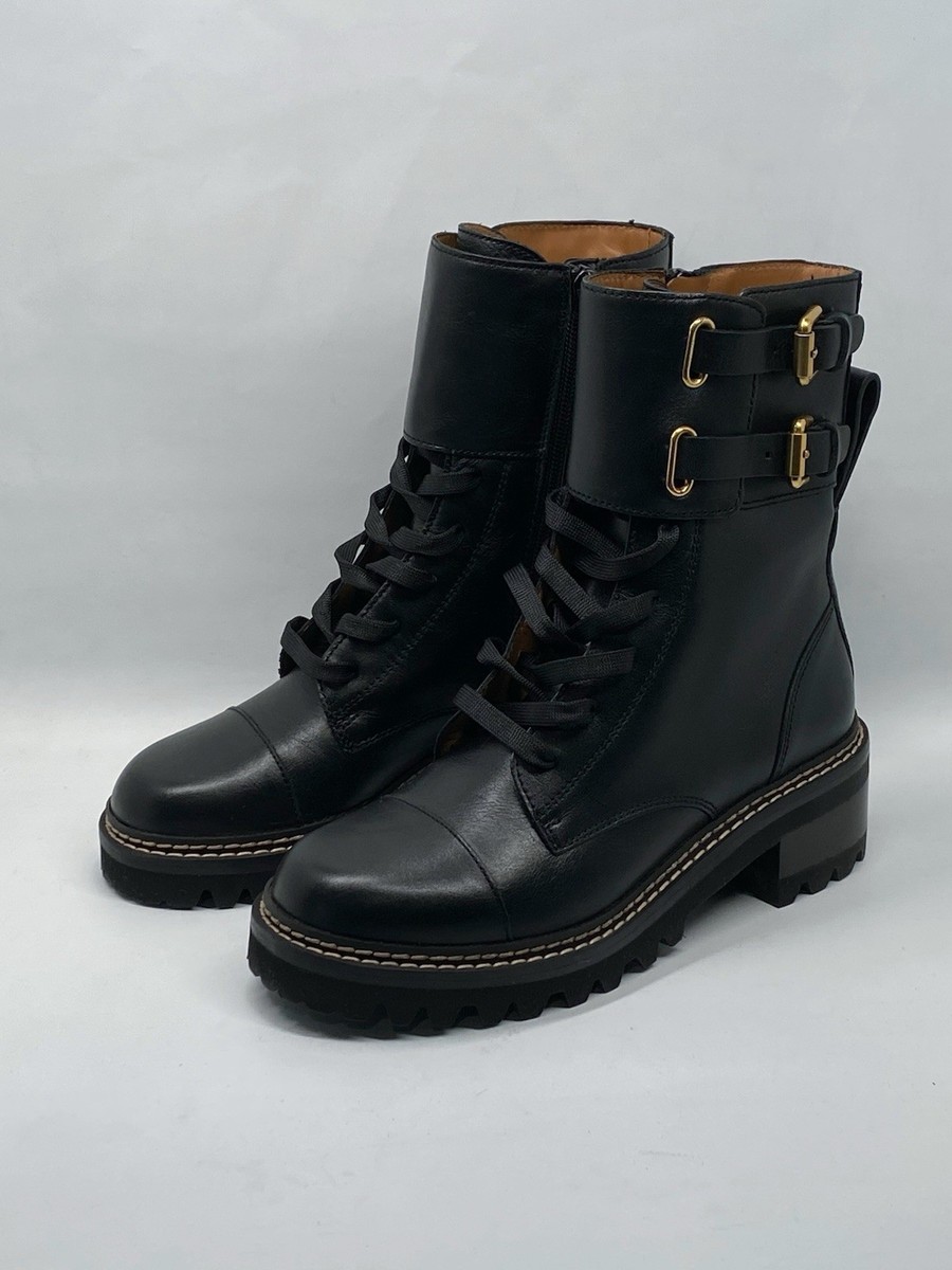 See By Chloe Mallory Leather Combat Boots size 35.5 | eBay