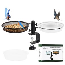 Deck Bird Feeders with Metal Mesh Tray and 2 Water Bowls - Detachable Adjusta...