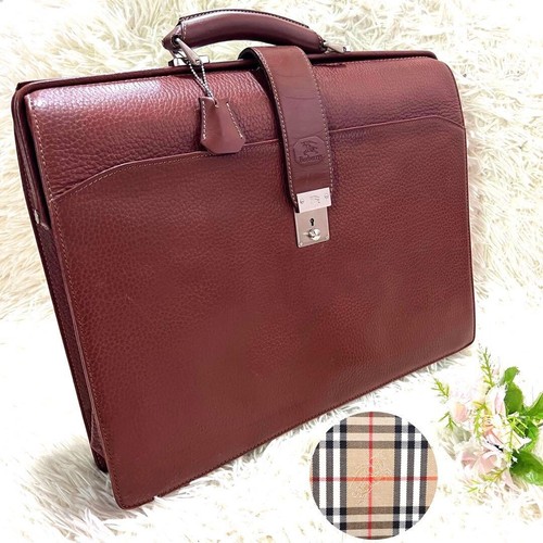 Burberry Doctor Bag Nova Check Leather Brown Business A4 Large Capacity Auth