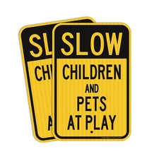 Slow down sign, Children and Pets at Play Sign 2 pack , 18 x 12 Inches Engin...