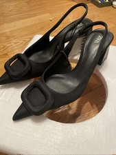 ZARA Fabric slingback heels with buckle detail womens size 6 New With Tag