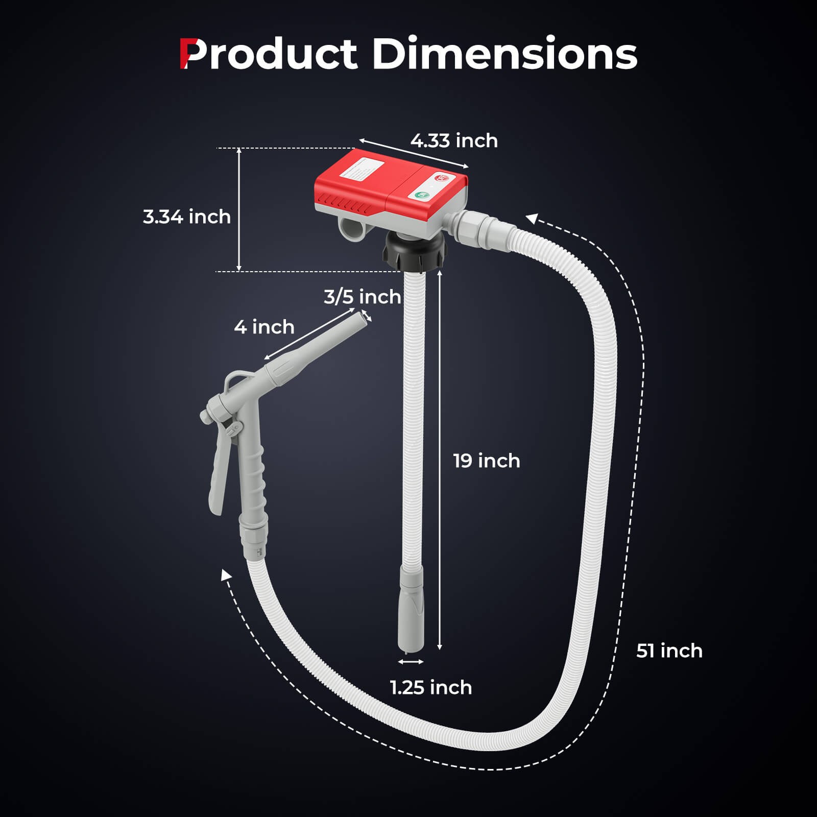 Fuel Transfer Pump w/Hand Trigger Nozzle for Flow Control & Stop Extra Long Hose