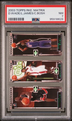 2003 TOPPS RC MATRIX CHRIS BOSH/DWYANE WADE/LEBRON JAMES ROOKIE RC PSA 7