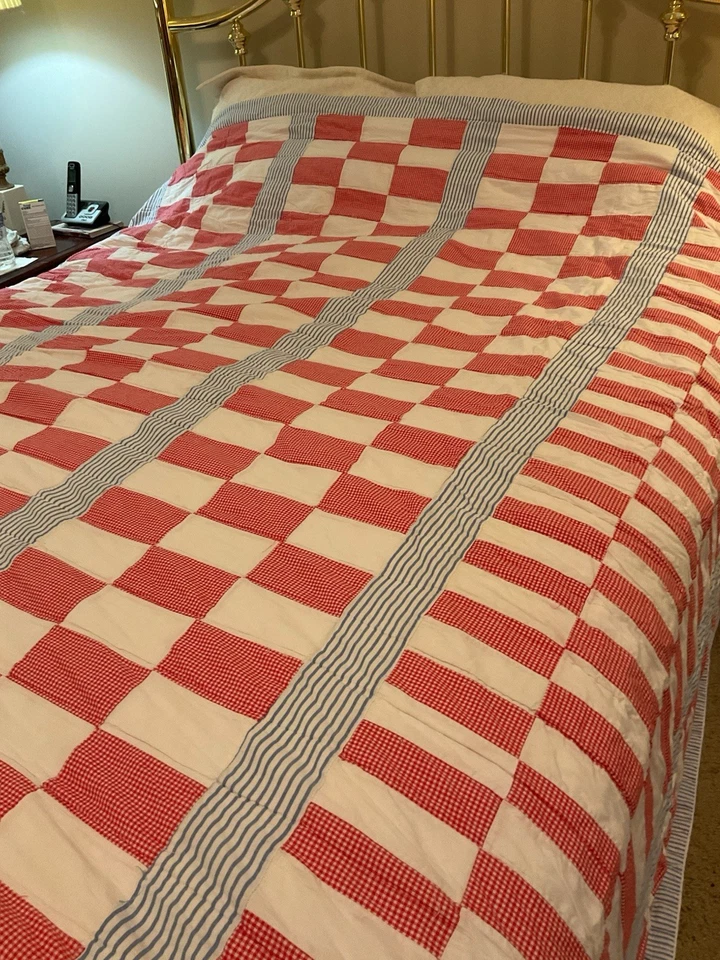 Colcha de retalhos vintage Ralph Lauren patriótica cama king rara EUA leitura 102x108 - Imagem 4 de 4