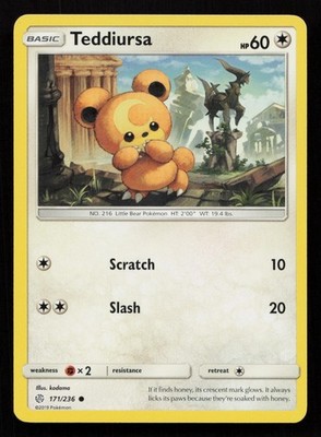 Teddiursa 171/236 Pokemon Cosmic Eclipse Common Lightly Played