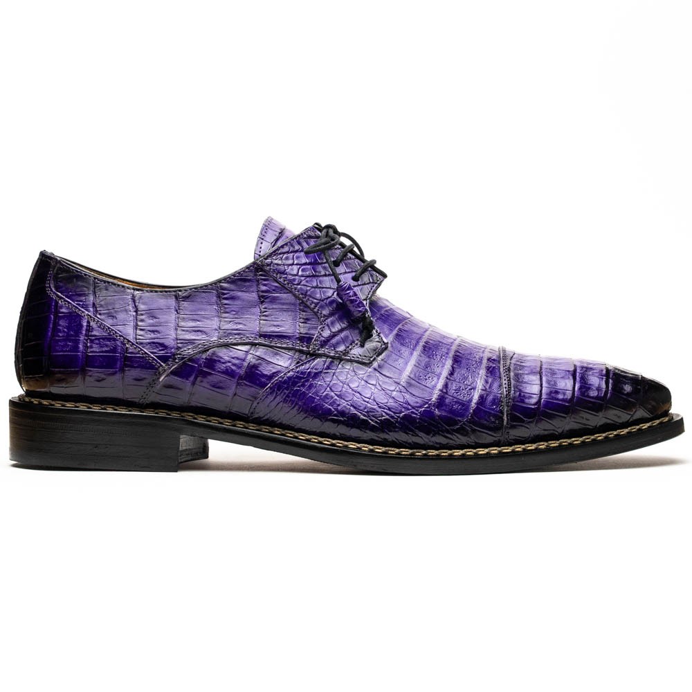 Mezlan Giovane Fuscus Crocodile Cap Toe Derby Purple  display picture 1